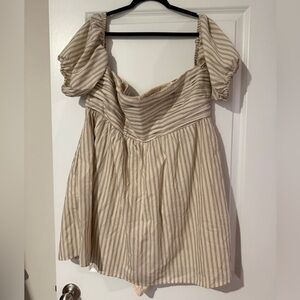 Abercrombie & Fitch Striped Mini Dress - Cream and Tan